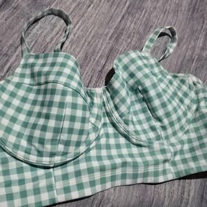 Old Navy‎ Gingham Underwire Bikini Top Mint Green White Large NWOT